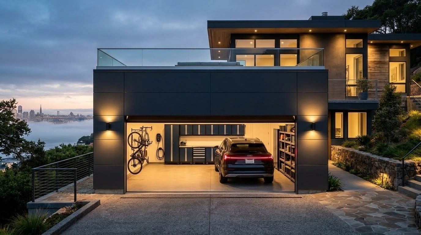 Siân Garage Door Repairs Garage Door Gliding Open Revealing Warm Illuminated Interior